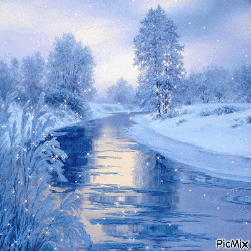 Красивый вид зима анимированная гиф открытка скачать