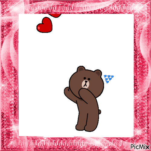 Анимированная открытка медвежонок и сердечки